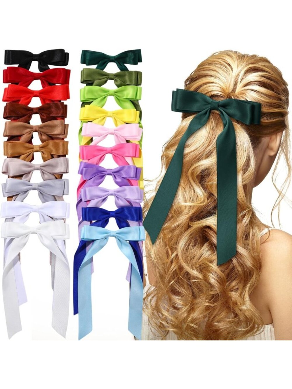 20 Pcs Satin Hair Bows Clips for Women - Stylish Hair Accessories Set